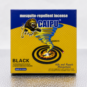 CAIPU 10-Coil Black Mosquito Repellent Incense – Powerful Tornado Action, 0.03% Dimefluthrin Formula with Lengen Micro-Smoke & FDA Registration